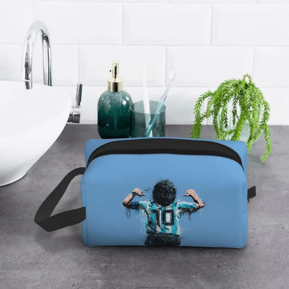 Custom Maradona Toiletry Bag for Women Argentina Soccer Legend 10 Makeup Cosmetic Organizer Ladies Beauty Storage Dopp Kit Case