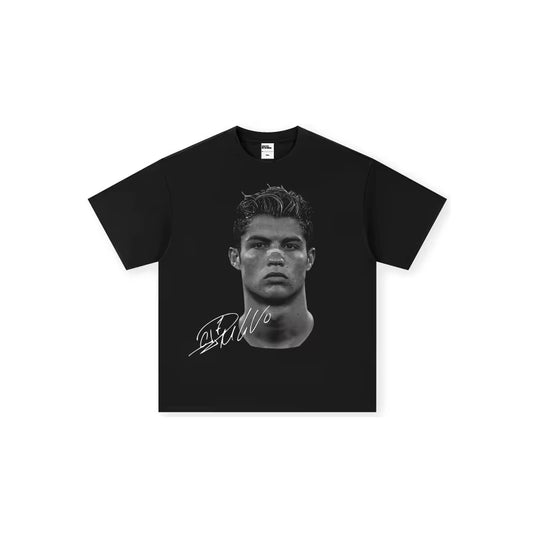 Cristiano Ronaldo Football Superstar Super Fashion Printed Short Sleeve T-Shirt Men Distress American Cotton