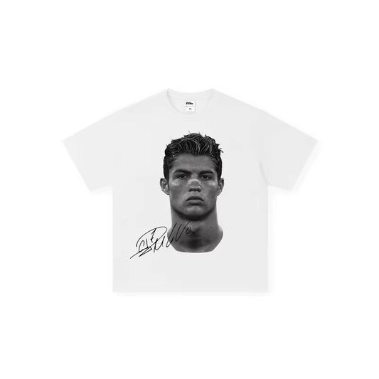 Cristiano Ronaldo Football Superstar Super Fashion Printed Short Sleeve T-Shirt Men Distress American Cotton