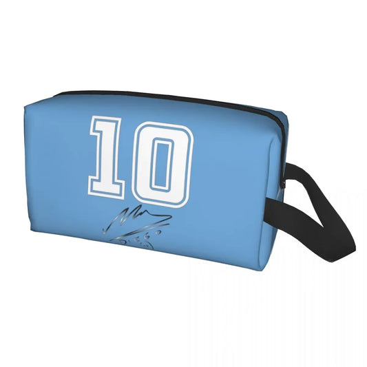 Custom Maradona Toiletry Bag for Women Argentina Soccer Legend 10 Makeup Cosmetic Organizer Ladies Beauty Storage Dopp Kit Case